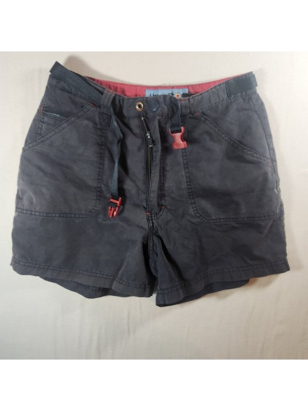 Urban Star Originals Hiking Cargo Shorts Gray Red Buckle Belt Gorpcore Size 4